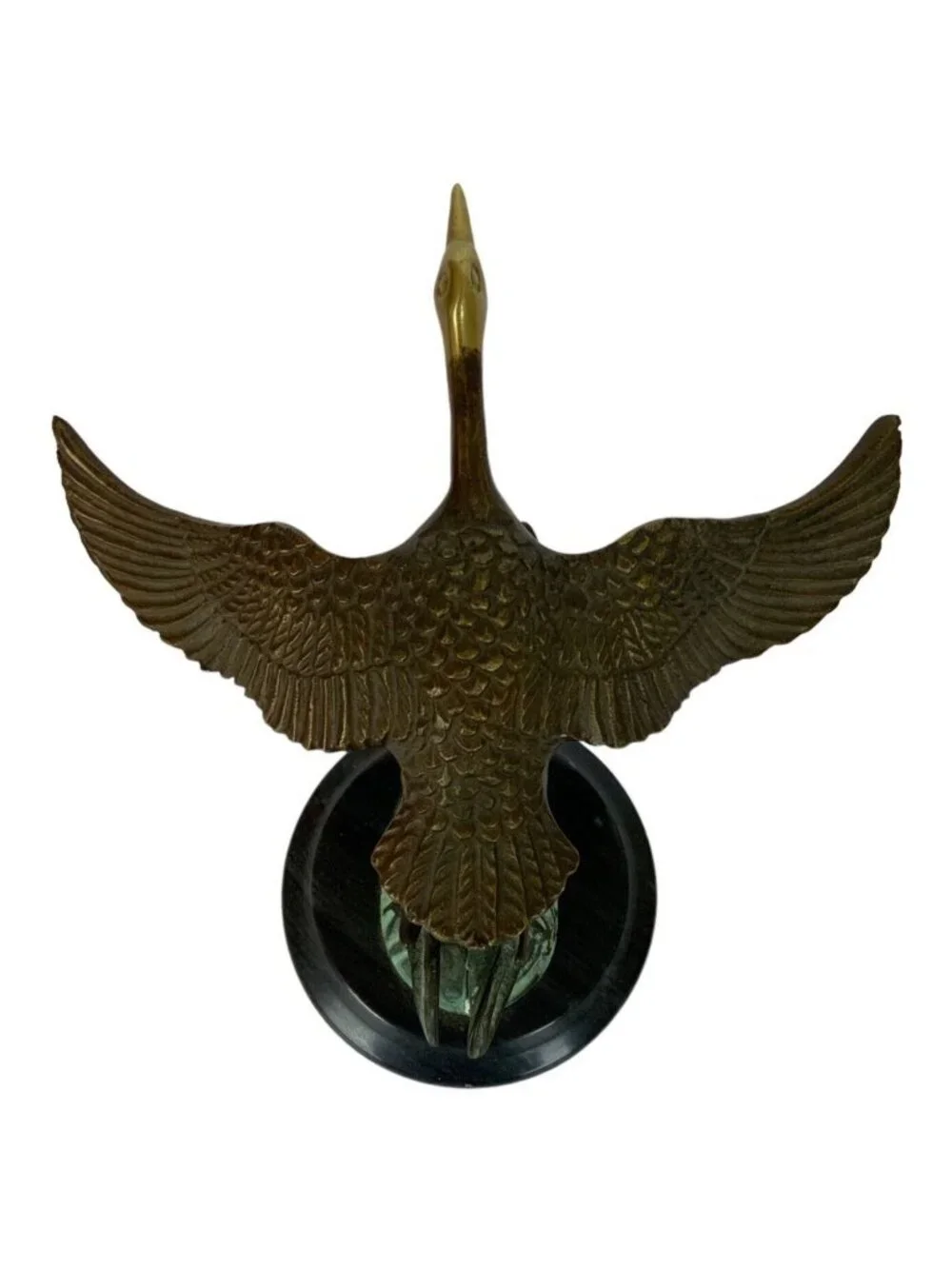 Enesco 1980s Flying Wild Canadian Goose Figurine With Marble Base